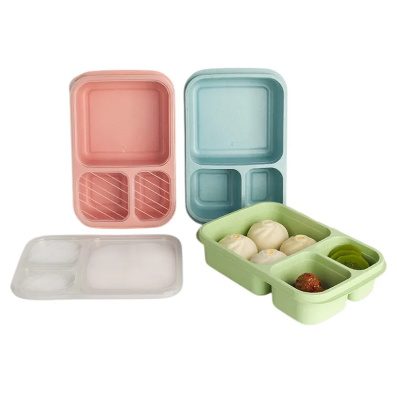 3 Grids Wheat Straw Lunch Box — view 2